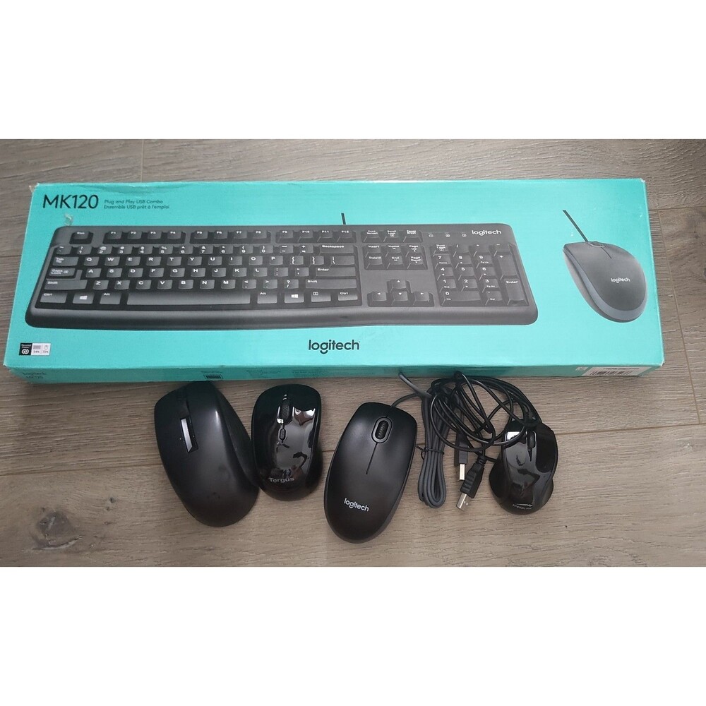 LOT PC Computer Mouse Wireless Wired USB Logitech Keyboard